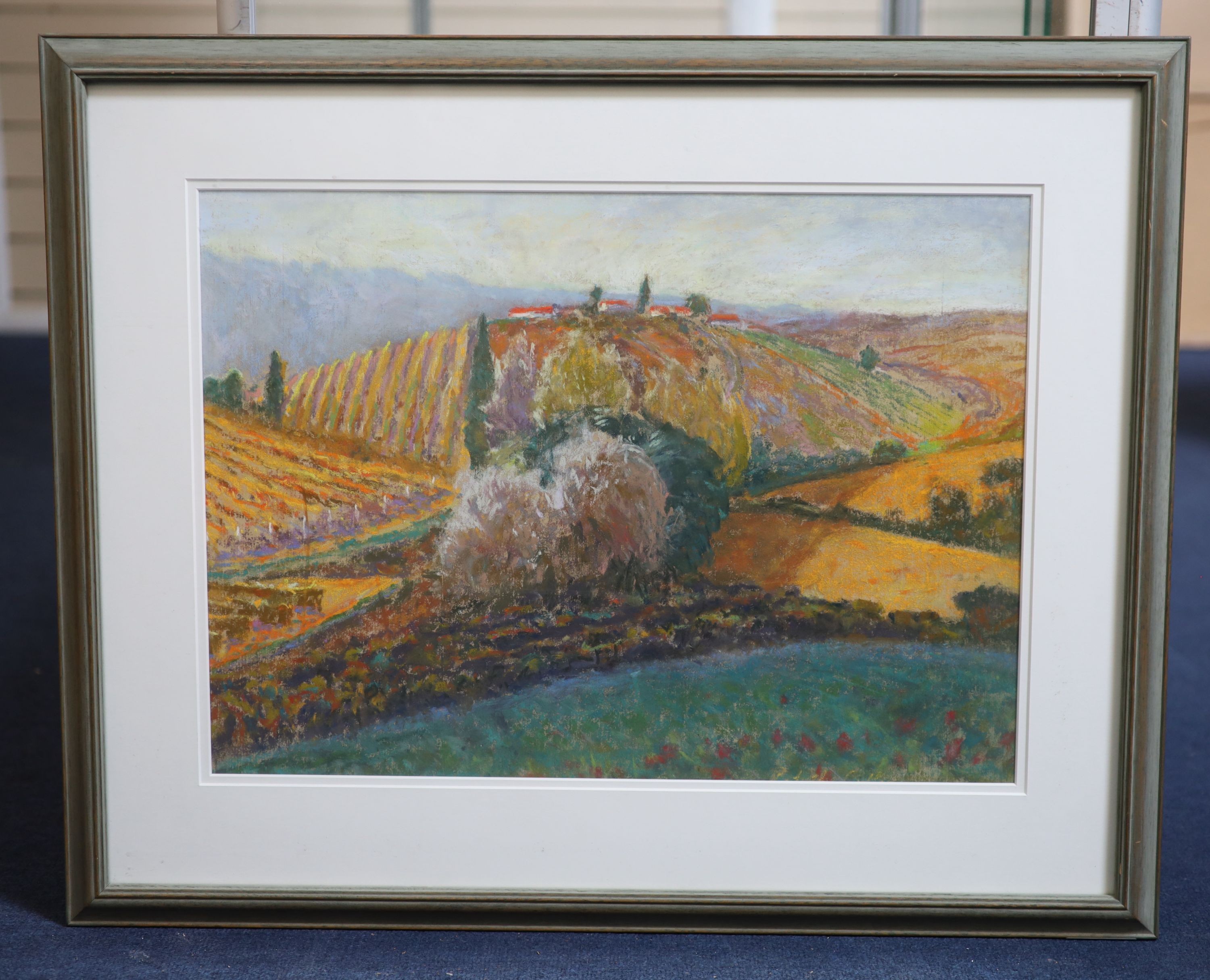 Patrick Cullen (Contemporary), Houses on a hilltop (Tuscany), Pastel, 38 x 53cm.